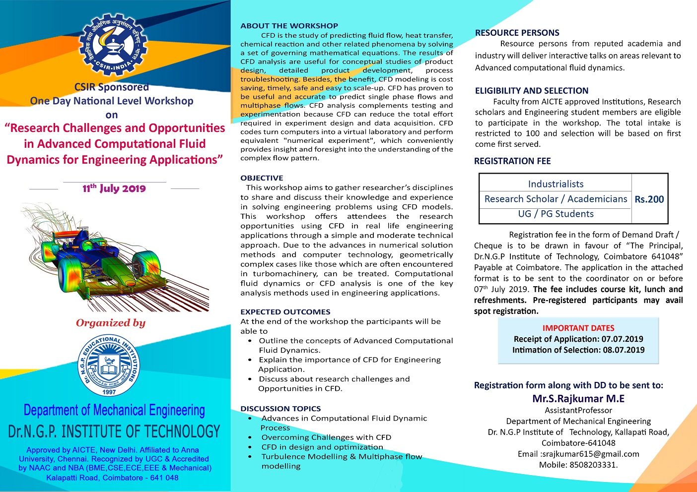 One Day National Level Workshop on Research Challenges and Opportunities in Advanced Computational Fluid Dynamics for Engineering Applications 2019